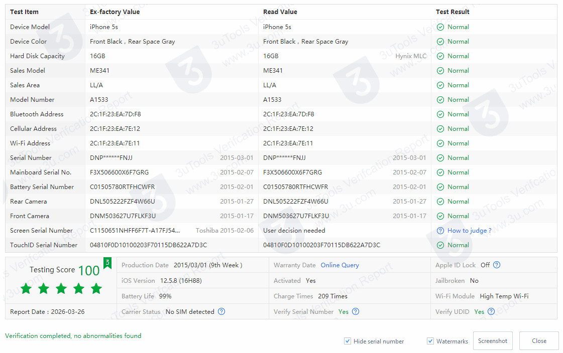 아이폰 5s 스페이스그레이 16기가 미국판 (무음) 이미지