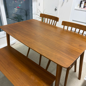 원목 식탁 의자 벤치 세트 이미지