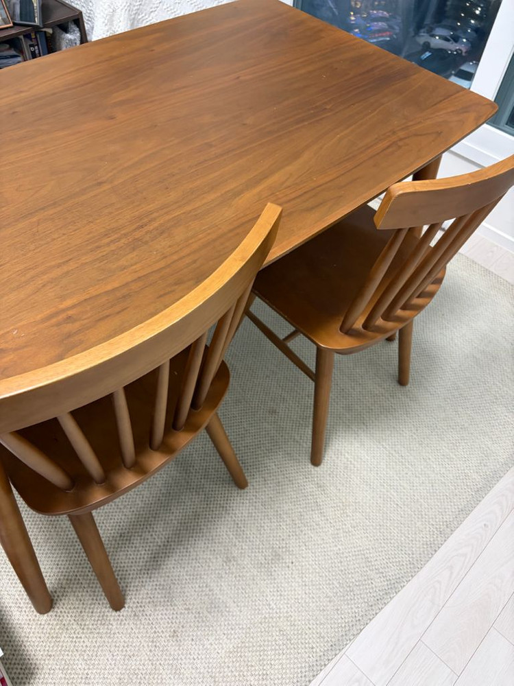 원목 식탁 의자 벤치 세트 이미지