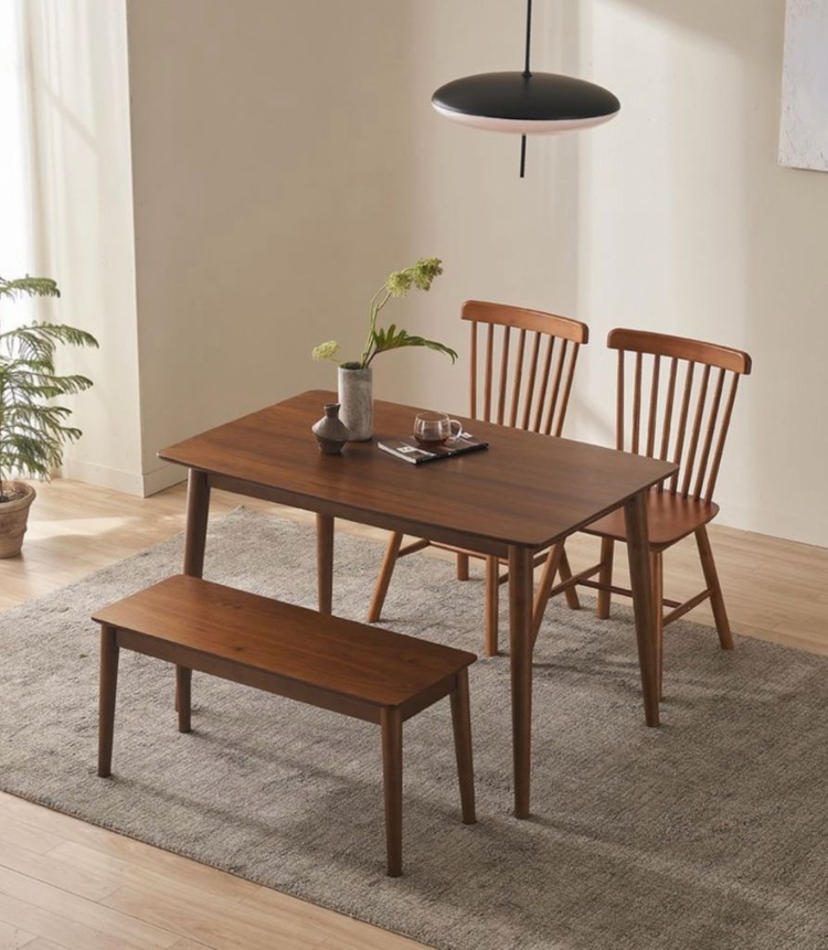 원목 식탁 의자 벤치 세트 이미지