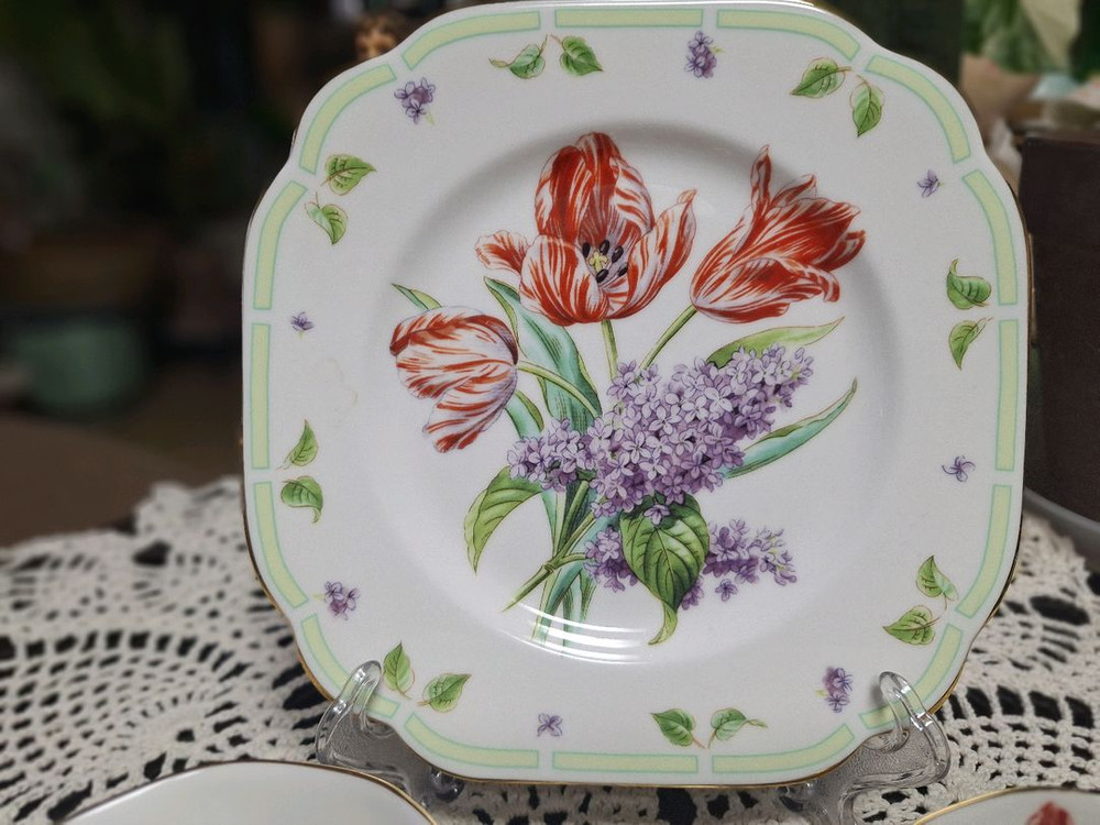 미사용))로얄알버트 보태니컬 티 튤립&라일락 2인조 &디저트접시 이미지