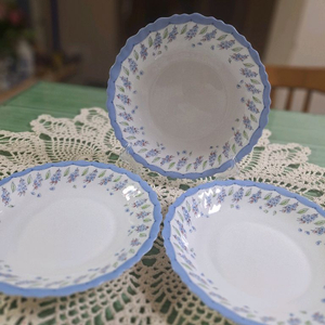 프랑스))아코팔(Arcopal) 블루 플라워 밀크글라스 볼 이미지