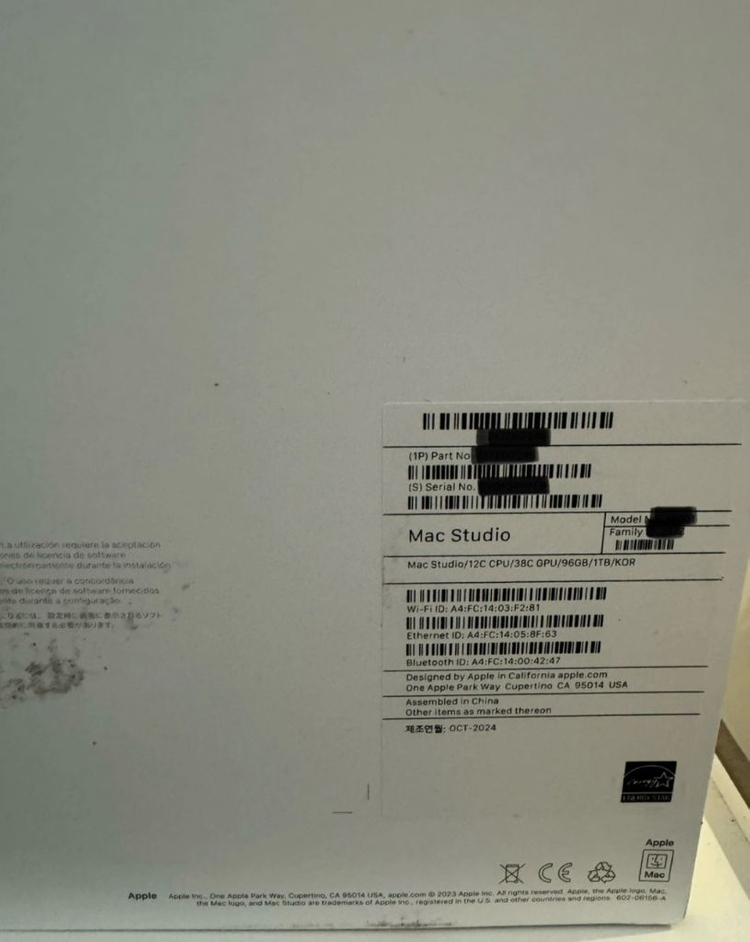 [SS급]맥 스튜디오 M2 MAX CPU 12코어, GPU 38코어, 메모리 96GB, SSD 1TB 판매/교환 이미지