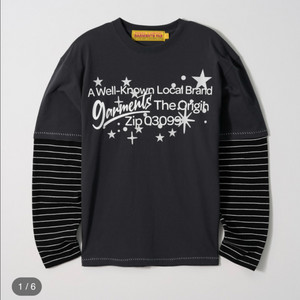 가먼츠팹 스트라이프 레이어드 긴팔 티셔츠 롱슬리브 차콜 M 이미지