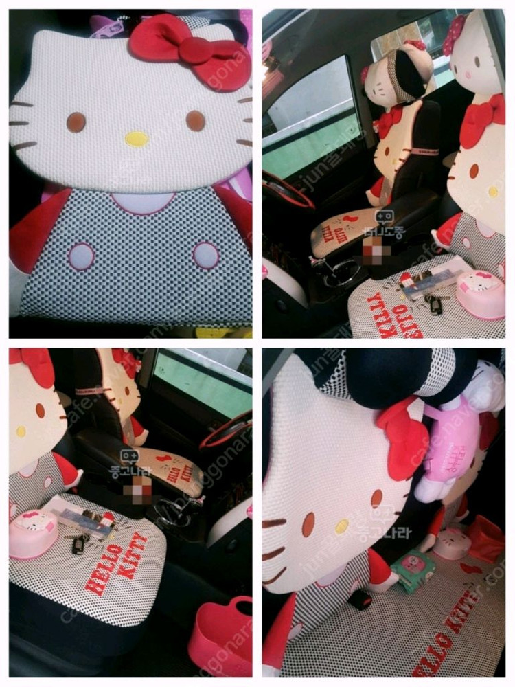 키티 차량용품 자동차 시트커버 헬로키티 매쉬 통기성 시트커버 #완전새거# 이미지