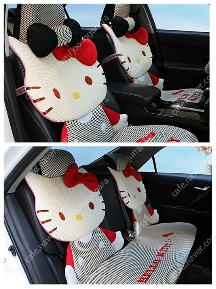 키티 차량용품 자동차 시트커버 헬로키티 매쉬 통기성 시트커버 #완전새거# 이미지