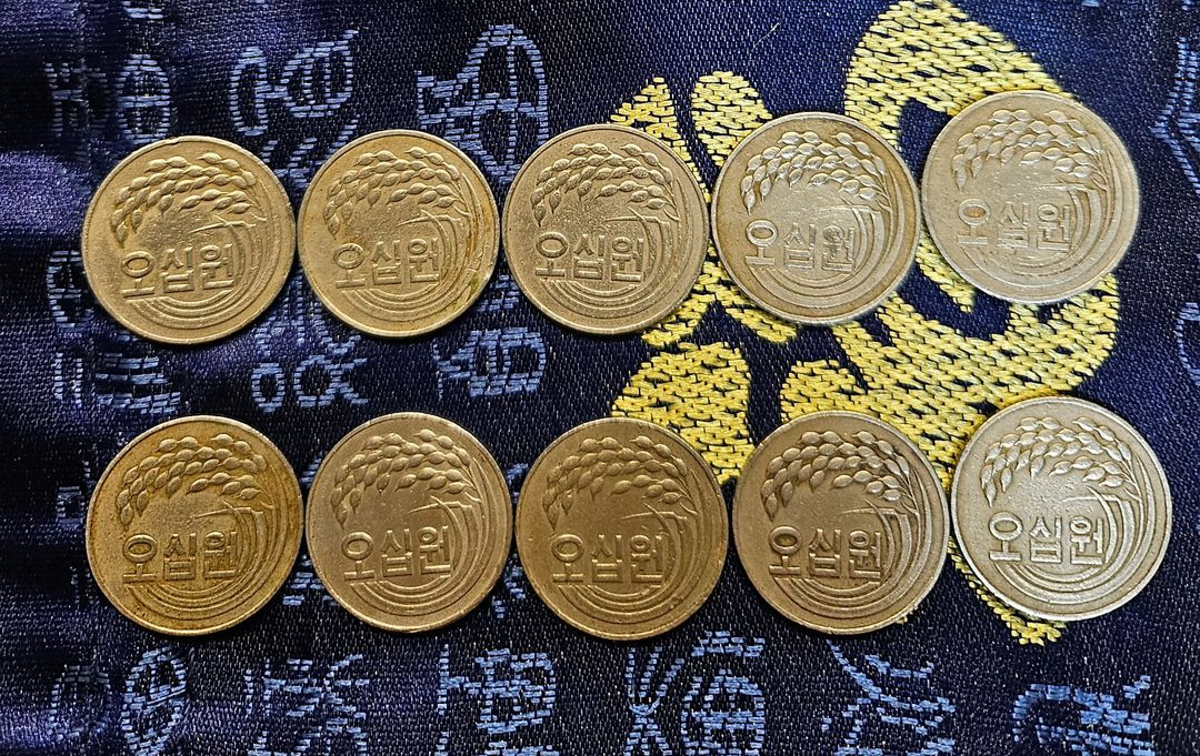 1980년 50원 동전 10개 일괄 이미지