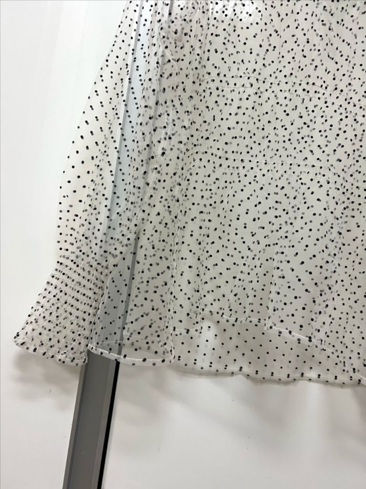 21년 한섬 시스템 SYSTEM 시스루 탑 레이스 샤 도트 블라우스 레이어드 이너 셔링 퍼프 아이보리 이미지