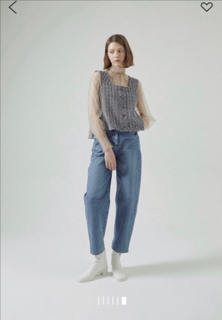 21년 한섬 시스템 SYSTEM 시스루 탑 레이스 샤 도트 블라우스 레이어드 이너 셔링 퍼프 아이보리 이미지