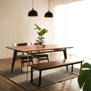 우디크 루아크 월넛 원목 테이블 + 벤치의자 이미지