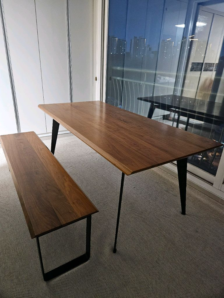 우디크 루아크 월넛 원목 테이블 + 벤치의자 이미지