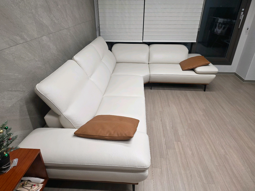 에싸 에이렌 4인 헤드기능 슈렁큰 텐더 통가죽 소파 이미지