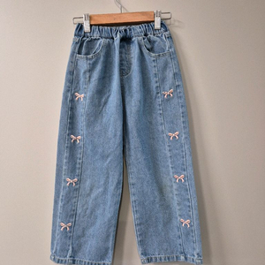 여아 리본 자수 청바지 130 이미지