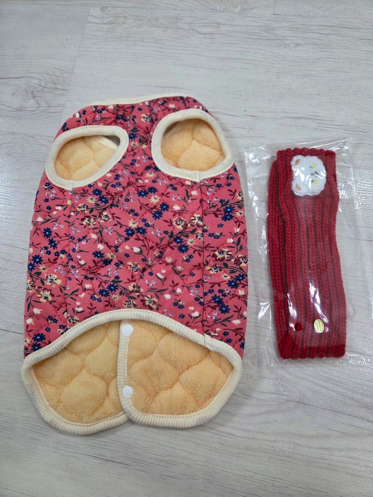 애견 강아지 꽃분홍 김장조끼 목도리 세트 XL ( 4.5~5.5kg ) 이미지