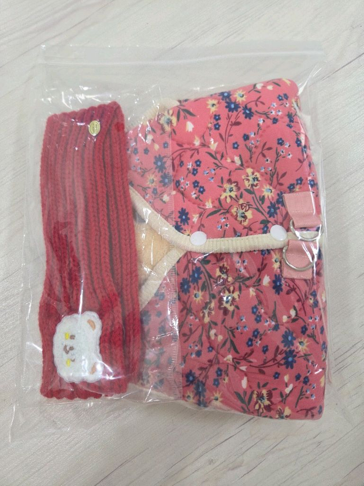 애견 강아지 꽃분홍 김장조끼 목도리 세트 XL ( 4.5~5.5kg ) 이미지