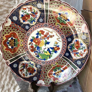 알록달록 화려 대만 파인차이나 도자기 대형 장식접시 수반접시 팝니다 이미지