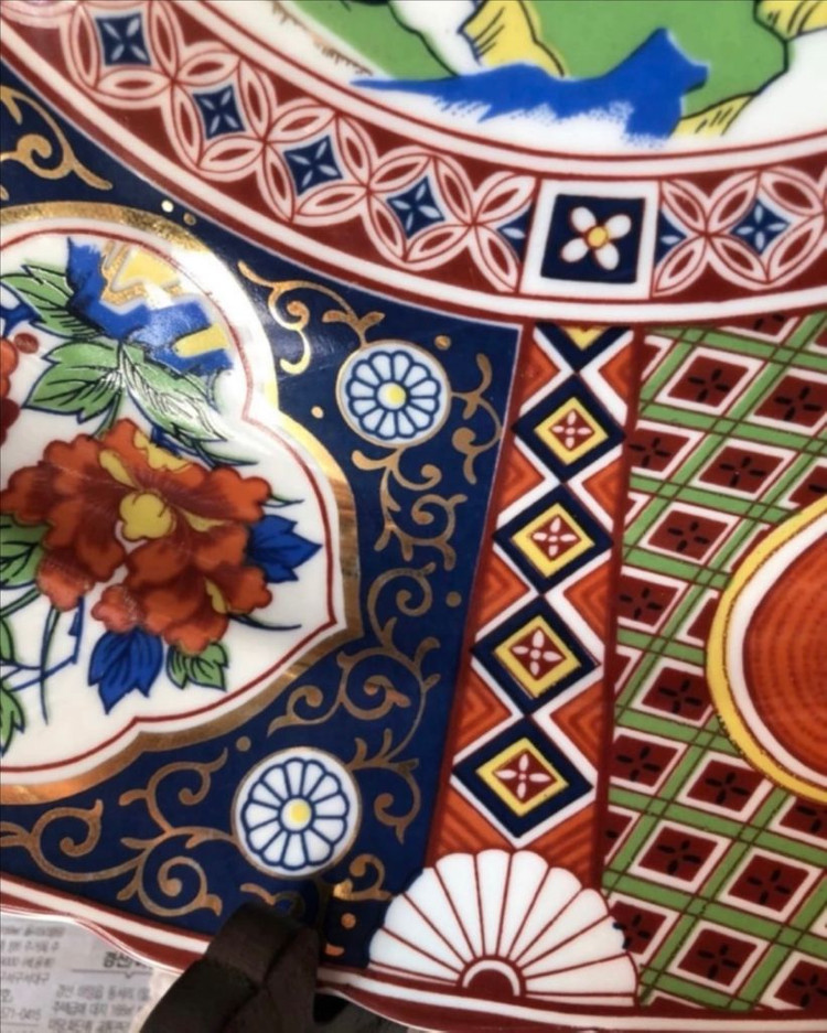 알록달록 화려 대만 파인차이나 도자기 대형 장식접시 수반접시 팝니다 이미지