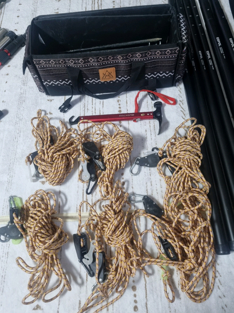 타프+폴대 코누 대형 210D 블랙코팅타프 L4인이상 / 에스폴타프봉 6개 +단조팩+가방 셋트 이미지