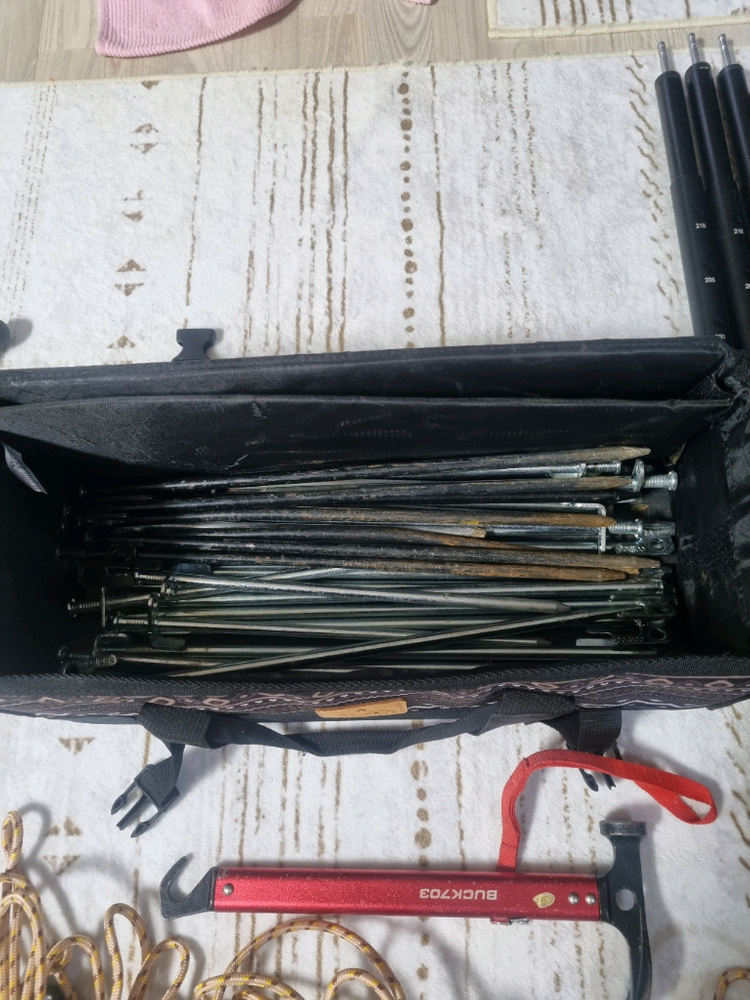 타프+폴대 코누 대형 210D 블랙코팅타프 L4인이상 / 에스폴타프봉 6개 +단조팩+가방 셋트 이미지