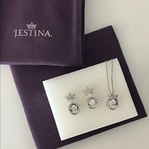 제이에스티나 실버 티아라 귀걸이 목걸이 세트 이미지