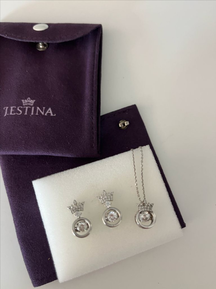 제이에스티나 실버 티아라 귀걸이 목걸이 세트 이미지