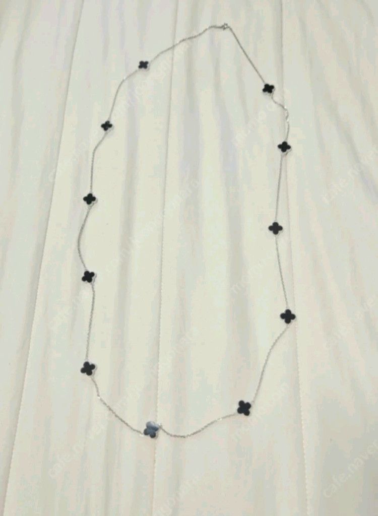 클로버 양면 실버 롱 목걸이 이미지