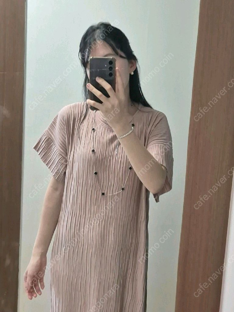 클로버 양면 실버 롱 목걸이 이미지