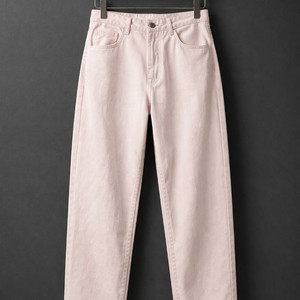 LEAF 연한 핑크 디자이너 데님 청바지 면 팬츠 55-66 사이즈 정도 이미지