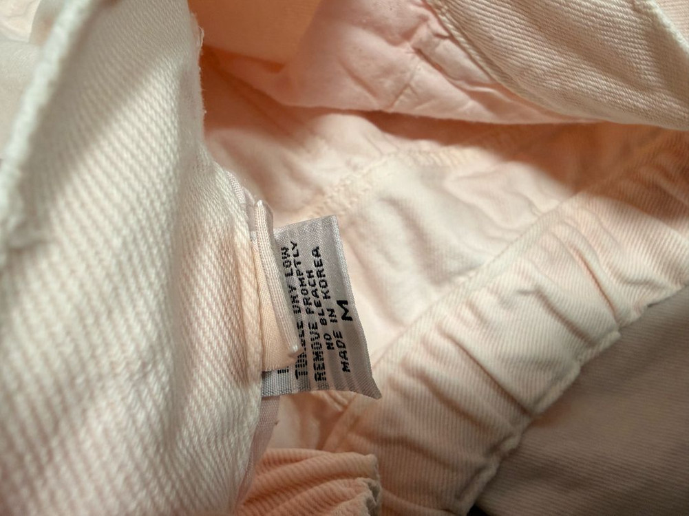 LEAF 연한 핑크 디자이너 데님 청바지 면 팬츠 55-66 사이즈 정도 이미지