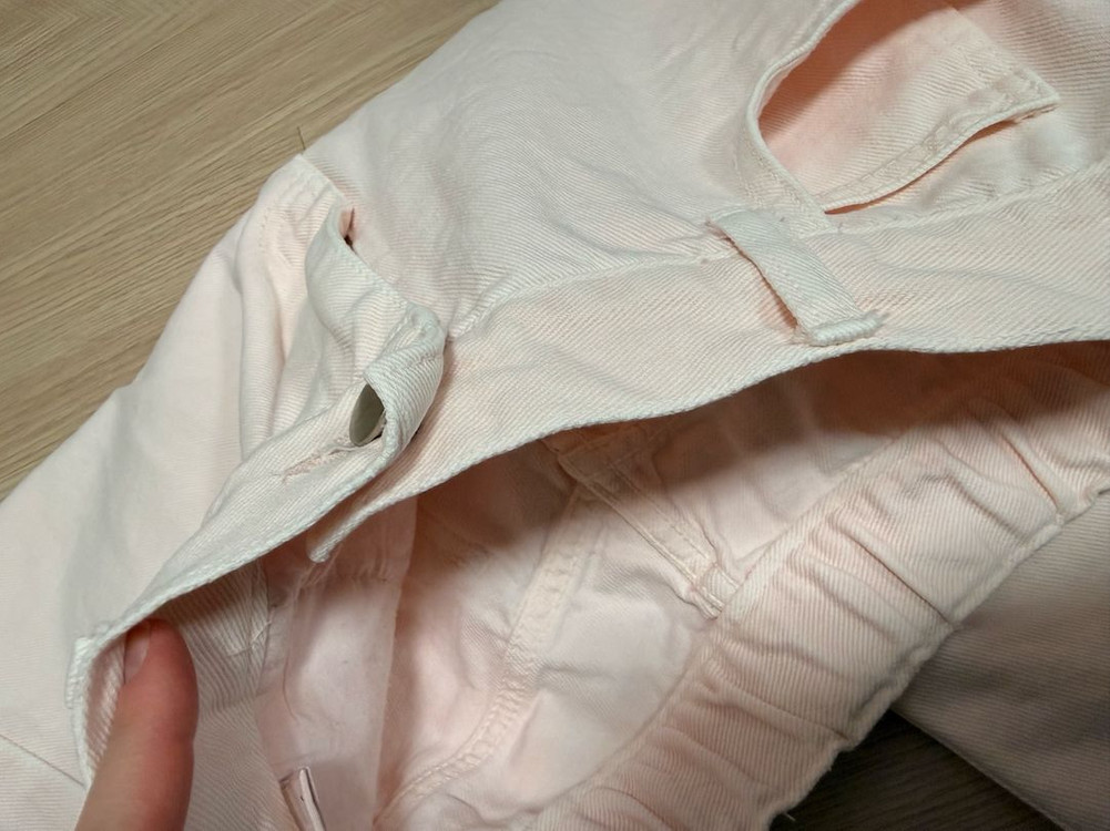 LEAF 연한 핑크 디자이너 데님 청바지 면 팬츠 55-66 사이즈 정도 이미지