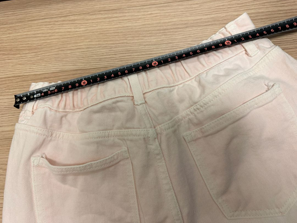 LEAF 연한 핑크 디자이너 데님 청바지 면 팬츠 55-66 사이즈 정도 이미지