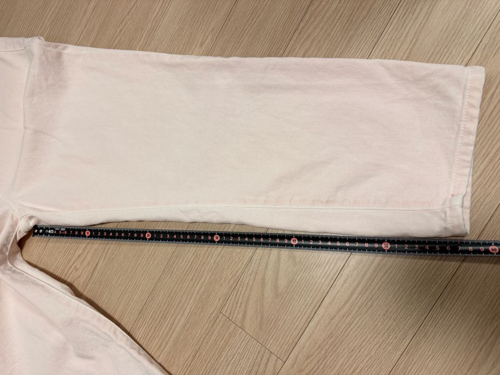 LEAF 연한 핑크 디자이너 데님 청바지 면 팬츠 55-66 사이즈 정도 이미지