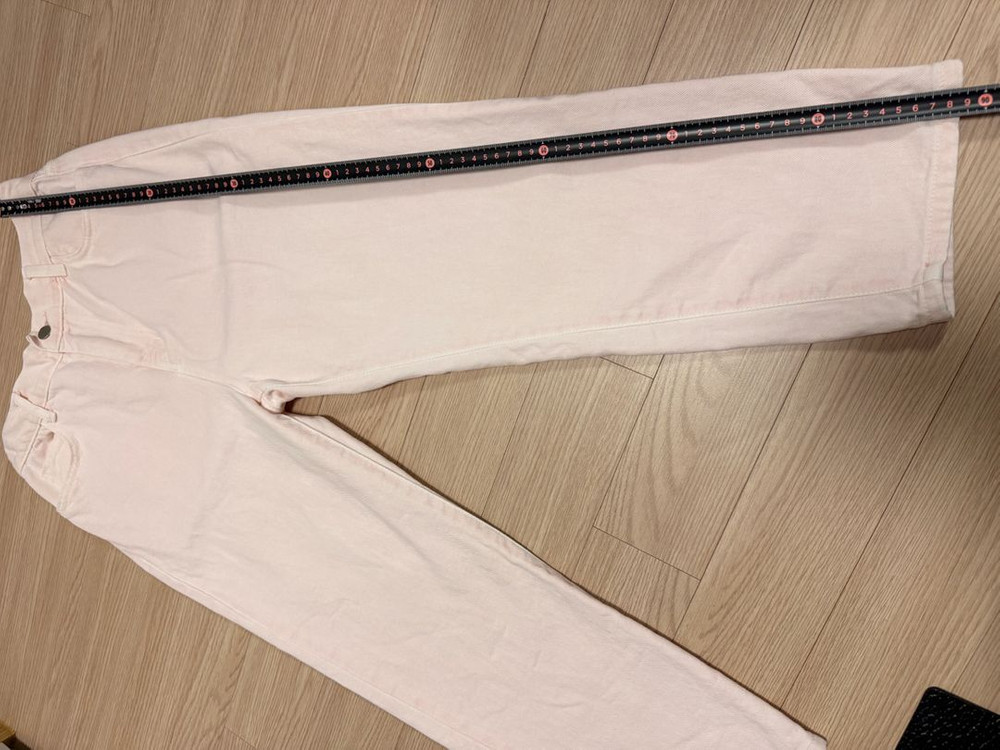 LEAF 연한 핑크 디자이너 데님 청바지 면 팬츠 55-66 사이즈 정도 이미지