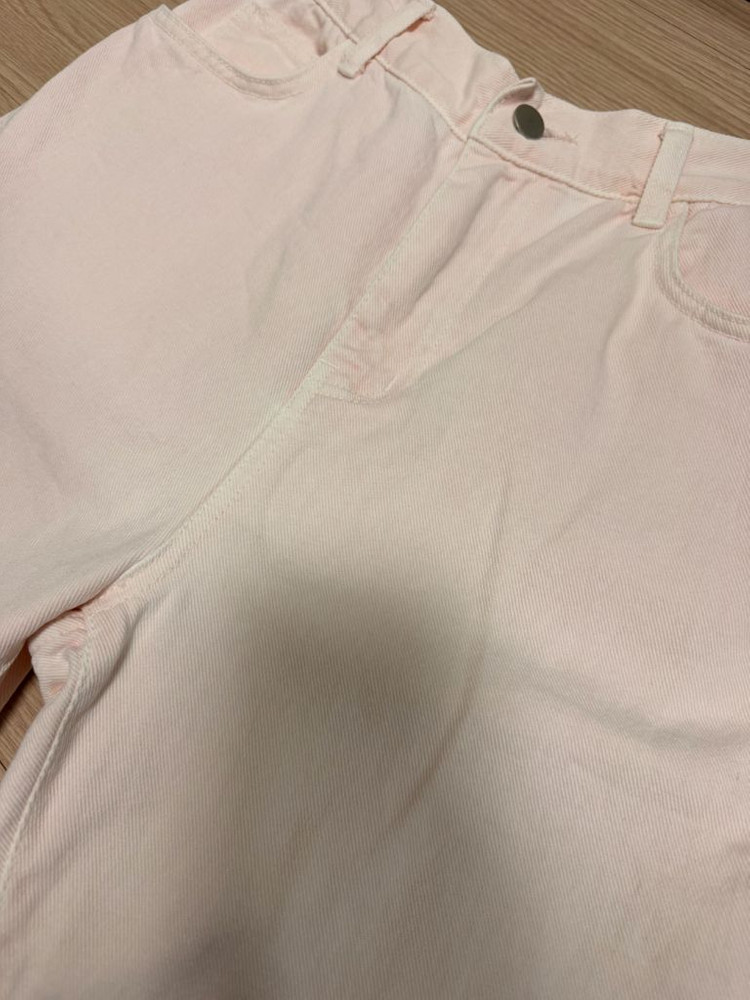 LEAF 연한 핑크 디자이너 데님 청바지 면 팬츠 55-66 사이즈 정도 이미지