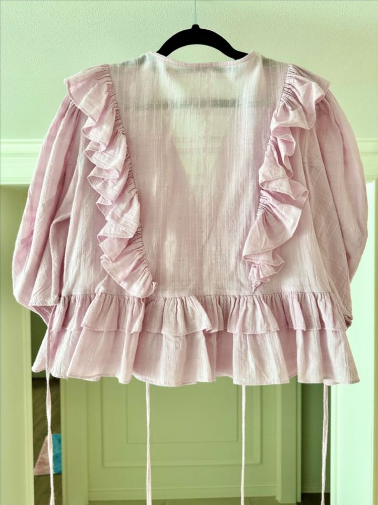 보카바카 로샤 러플 블라우스- 체크 퍼플, 프리사이즈 이미지