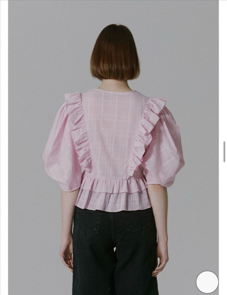 보카바카 로샤 러플 블라우스- 체크 퍼플, 프리사이즈 이미지