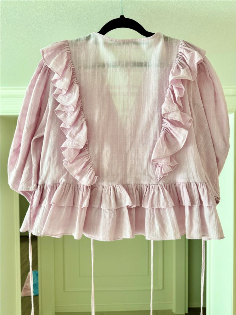 보카바카 로샤 러플 블라우스- 체크 퍼플, 프리사이즈 이미지