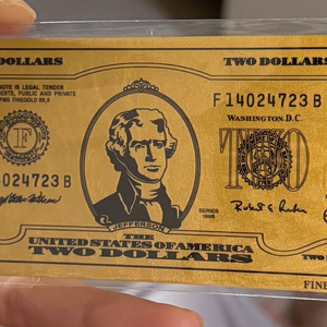 2달러 순금 지폐 이미지