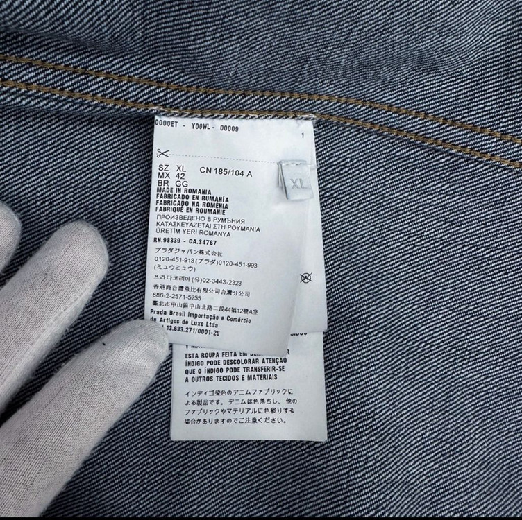 [XL] 프라다 남성 워싱 데님 삼각로고 셔츠 자켓 블루 이미지