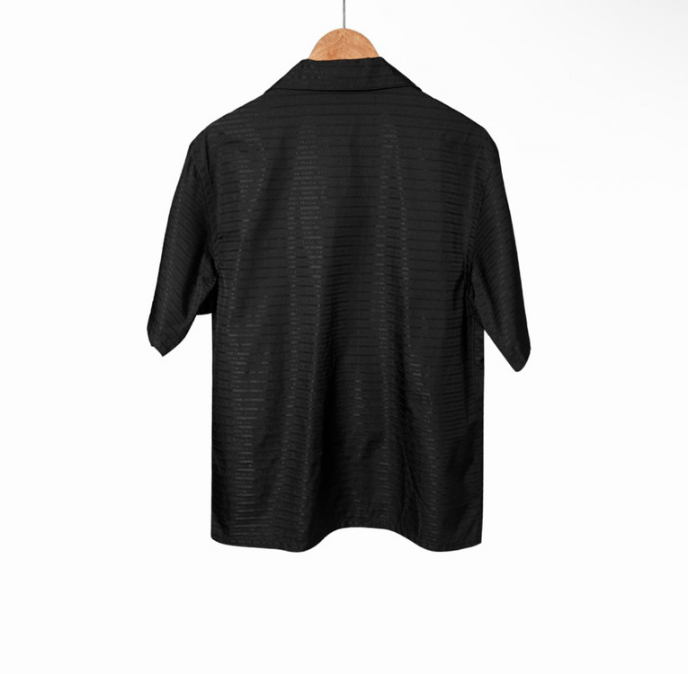 [M] 프라다 남성 리나일론 삼각로고 멀티로고 집업 반팔 셔츠 자켓 블랙 이미지