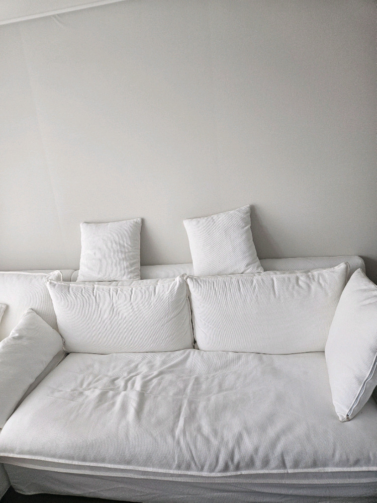 도모디자인 헬레나 4인용 카우치 코튼화이트 구스다운 패브릭 소파 이미지