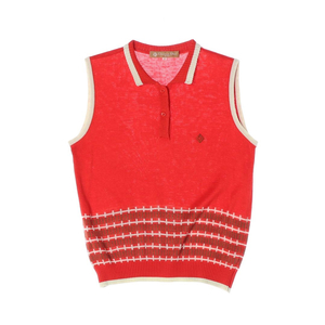 크리스챤 디올 카라 니트 조끼 베스트 레드 M 이미지