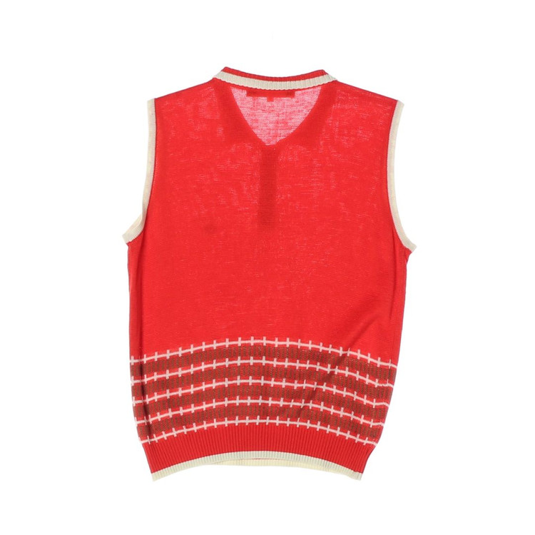 크리스챤 디올 카라 니트 조끼 베스트 레드 M 이미지