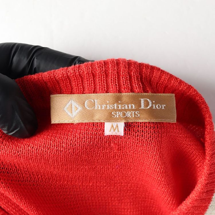 크리스챤 디올 카라 니트 조끼 베스트 레드 M 이미지