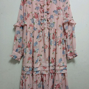 닥스 키즈 여아 분홍색 플라워 롱 원피스 프릴 장식 사이즈 140(11y 이미지