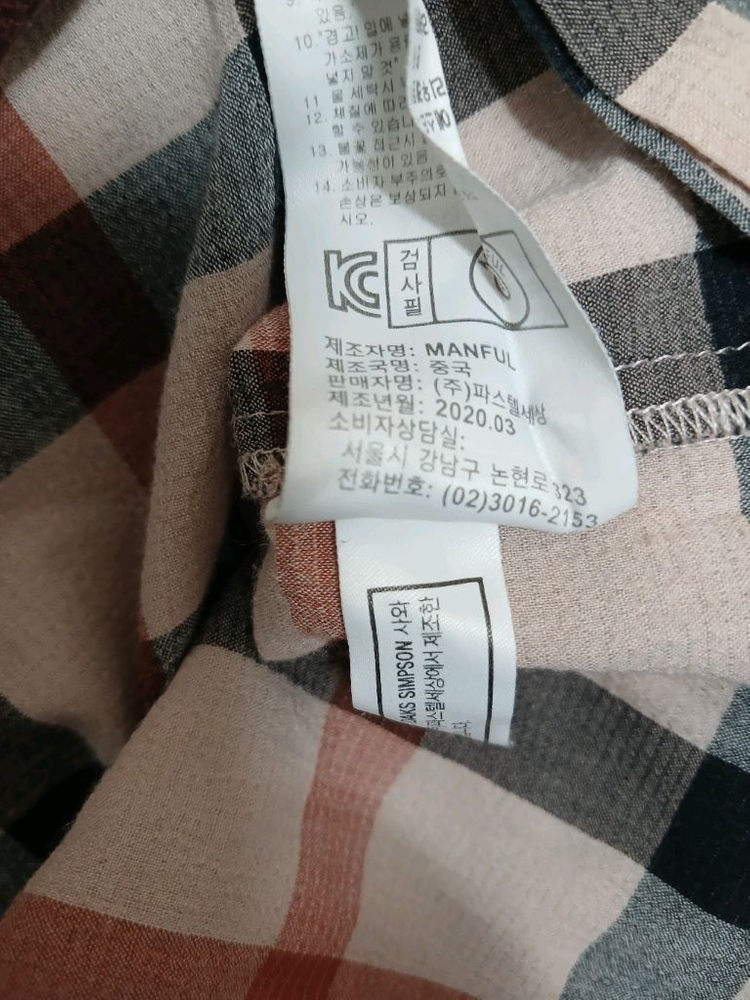 닥스 키즈 여아 화이트 체크 반팔 원피스형 블라우스 사이즈 150(13y 이미지