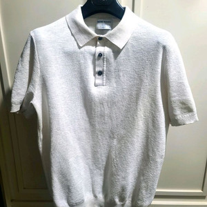 지오지아 And Z / 앤드지 퓨어 화이트 쿨 터치 티에리 반팔 카라 니트티셔츠 / 100 이미지