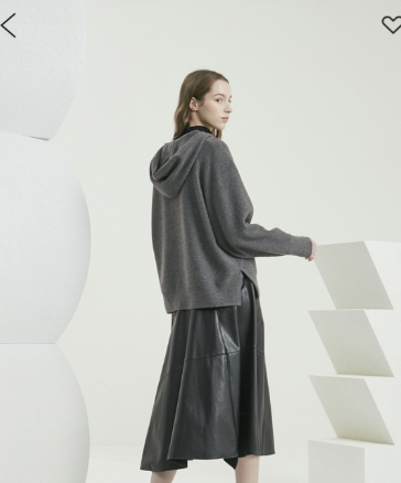 타임 time 딥카키 컬러 후드 니트 프리 사이즈 정품 사이즈 이미지