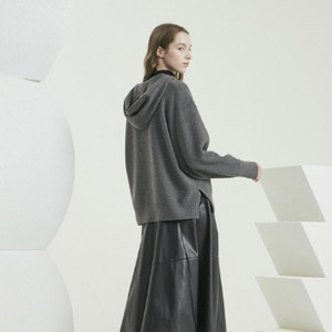 타임 time 딥카키 컬러 후드 니트 프리 사이즈 정품 사이즈 이미지