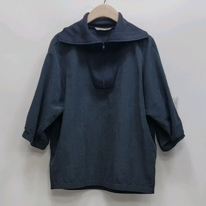 BCBG 21SS 니트 하이넥 린넨 레이온 반팔 하프 집업 / 여 88-96-160 블랙 이미지